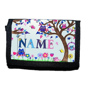 Kinder Geldbörse mit Name / Eulen / Geldbeutel / Personalisierbar