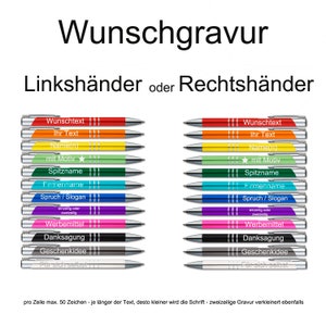 Kugelschreiber personalisiert Metall Kugelschreiber mit Gravur ab 1 Stück 12 versch. Farben Rechtshänder oder Linkshänder Ersatzmiene Bild 5