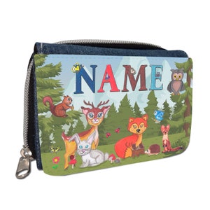 Waldtiere Geldbörse mit Namen / Geldbeutel Portemonnaie / Personalisierbar / für Kinder / Geschenk zur Einschulung Schultüte Geldgeschenk