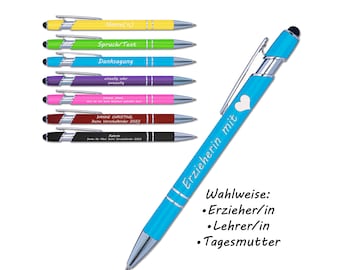 Abschiedsgeschenk Erzieherin mit Herz | Geschenk Lehrerin | Geschenkidee Tagesmutter | Kugelschreiber mit Gravur |Soft Touch | Danke  Namen