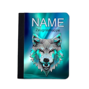 Wolf Zeugnismappe personalisiert | Zeugnismappe Jungen | Zeugnismappe mit Namen | Urkundenmappe