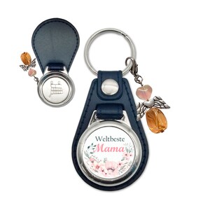 Personalisierter Schlüsselanhänger mit Schutzengel | Weltbeste WUNSCHTEXT | Kunstleder mit Einkaufswagenlöser | Muttertagsgeschenk