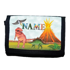 Kinder Geldbörse mit Name / Dino / Geldbeutel / Personalisierbar / T-Rex / Stegosaurus
