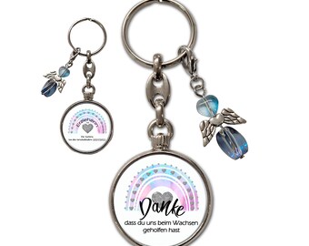 Personalized keychain with guardian angel | Early childhood educator with heart | Teacher with heart | Thank you for helping me grow