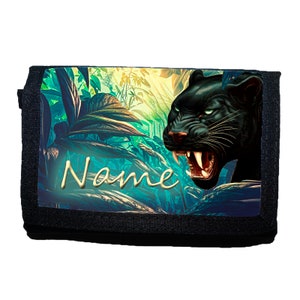 Kinder Geldbörse mit Name / Panther / Geldbeutel / Personalisierbar