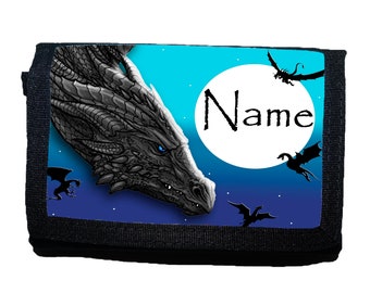 Children's wallet with name / dragon land / customizable / dragon / moon