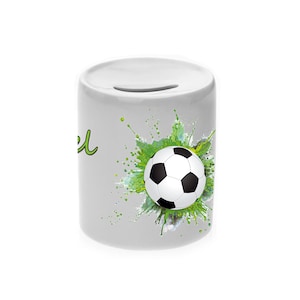 Spardose Motiv Fußball mit Name / personalisierbar / Sparbüchse / Sparschwein