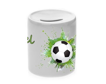 Money box motif football with name / personalizable / money box / piggy bank