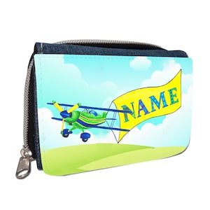 Flugzeug Geldbörse mit Namen / Geldbeutel Portemonnaie / Personalisierbar / für Kinder / Geschenk zur Einschulung Schultüte Geldgeschenk