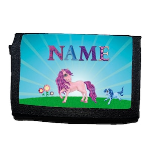 Kinder Geldbörse mit Name /  Pony / Personalisierbar / Geldbeutel