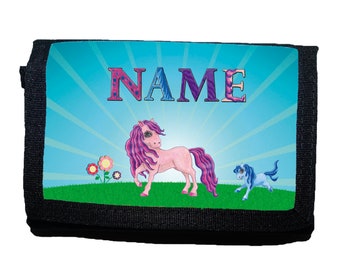 Kinder Geldbörse mit Name /  Pony / Personalisierbar / Geldbeutel