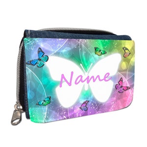 Schmetterling Geldbörse mit Namen / Geldbeutel Portemonnaie / Personalisierbar / Kinder / Geschenk zur Einschulung Schultüte Geldgeschenk