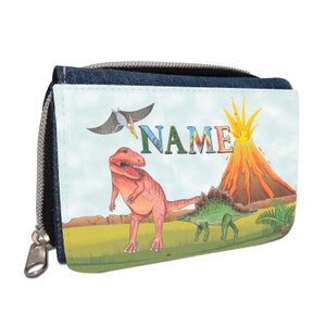 Dino Geldbörse mit Namen / Geldbeutel Portemonnaie / Personalisierbar / für Kinder / Geschenk zur Einschulung Schultüte Geldgeschenk