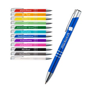 Glücksstift mit Name oder anderem Wunschtext | Glücksbringer | Glückskugelschreiber | Prüfungsgeschenk | Prüfung | Viel Erfolg | 12 Farben