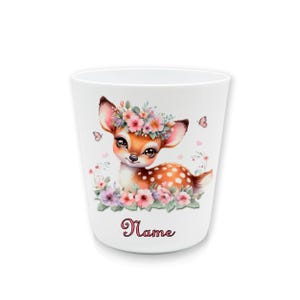 Reh Zahnputzbecher Kunststoff m. Name | Kinder Trinkbecher personalisiert | Zähneputzen | Kinderbecher | Kunststoffbecher BPA frei