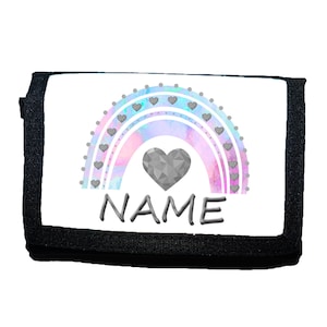 Kinder Geldbörse mit Name / Regenbogen Pastell / Geldbeutel / Personalisierbar