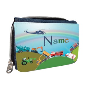 Fahrzeuge Geldbörse mit Namen / Geldbeutel Portemonnaie / Personalisierbar / Kinder / Geschenk zur Einschulung Schultüte Geldgeschenk