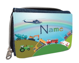 Vehicles wallet with name / wallet wallet / customizable / children / gift for starting school school bag money gift