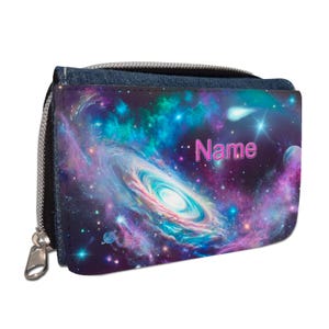 Galaxie Geldbörse mit Namen / Geldbeutel Portemonnaie / personalisierbar / Kinder / Geschenk zur Einschulung Schultüte Geldgeschenk