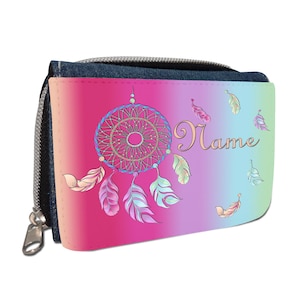Traumfänger Geldbörse mit Namen / Geldbeutel Portemonnaie / Personalisierbar / Kinder / Geschenk zur Einschulung Schultüte Geldgeschenk