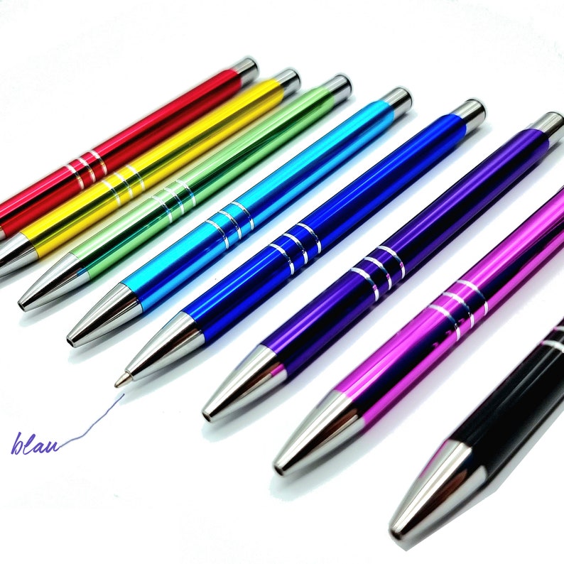 Kugelschreiber personalisiert Metall Kugelschreiber mit Gravur ab 1 Stück 12 versch. Farben Rechtshänder oder Linkshänder Ersatzmiene Bild 6