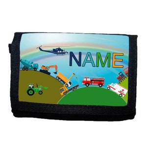 Kinder Geldbörse mit Name / Fahrzeuge / Geldbeutel / Personalisierbar