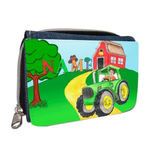 Traktor Geldbörse mit Namen / Geldbeutel Portemonnaie / Personalisierbar / für Kinder / Geschenk zur Einschulung Schultüte Geldgeschenk
