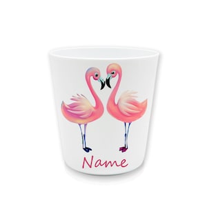 Flamingo Zahnputzbecher Kunststoff m. Name | Kinder Trinkbecher personalisiert | Zähneputzen | Kinderbecher | Kunststoffbecher BPA frei