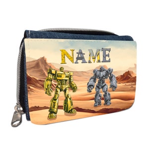 Roboter Geldbörse mit Namen / Geldbeutel Portemonnaie / personalisierbar / für Kinder / Geschenk zur Einschulung Schultüte Geldgeschenk