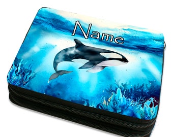 Pencil case personalized e.g. with name including contents motif Orca