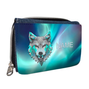Wolf Geldbörse mit Namen / Geldbeutel Portemonnaie / personalisierbar / Kinder / Geschenk zur Einschulung Schultüte Geldgeschenk