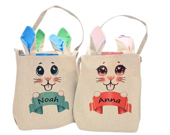 Personalized Easter Bag | 4 Colors to Choose From | Large with Ears | Easter Basket with Name | Personalized Easter Basket | Children's