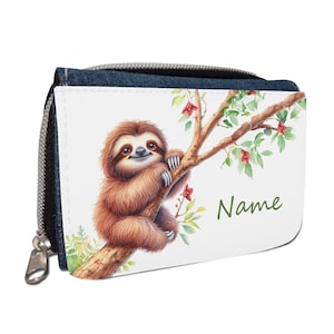 Faultier Geldbörse mit Namen / Geldbeutel Portemonnaie / personalisierbar / Kinder / Geschenk zur Einschulung Schultüte Geldgeschenk