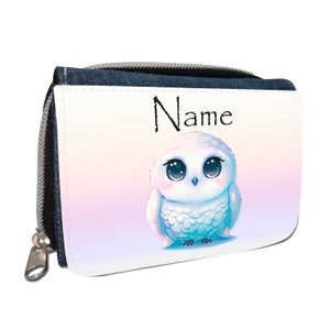 Schneeeule Geldbörse mit Namen / Geldbeutel Portemonnaie / personalisierbar / Kinder / Geschenk zur Einschulung Schultüte Geldgeschenk