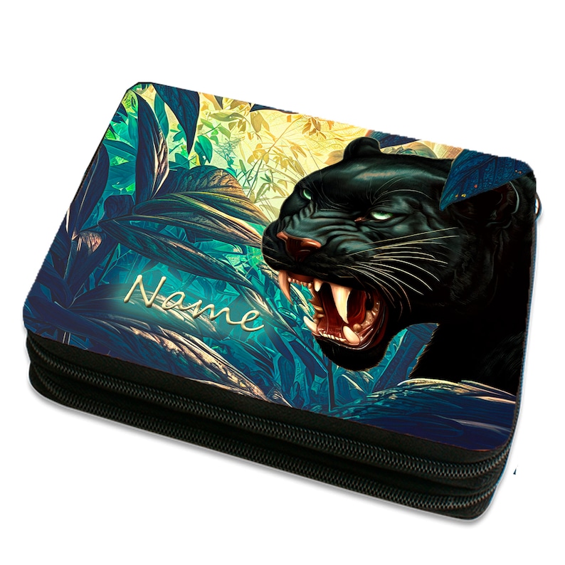 Pencil case personalized e.g. B. with name including content motif panther image 1