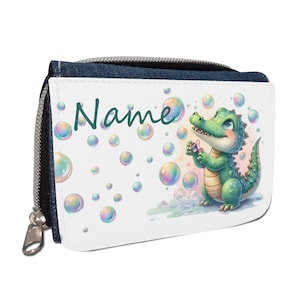 Krokodil Geldbörse mit Namen / Geldbeutel Portemonnaie / personalisierbar / Kinder / Geschenk zur Einschulung Schultüte Geldgeschenk