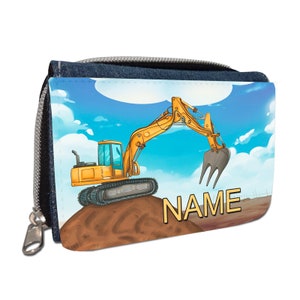 Bagger Geldbörse mit Namen / Geldbeutel Portemonnaie / personalisierbar / Kinder / Geschenk zur Einschulung Schultüte Geldgeschenk