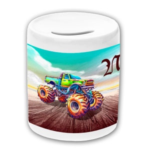 Spardose Motiv Monstertruck mit Name / personalisierbar / Sparbüchse / Sparschwein