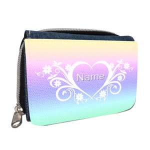 Herz Geldbörse mit Namen / Geldbeutel Portemonnaie / Personalisierbar / Kinder / Geschenk Einschulung Schultüte Geldgeschenk