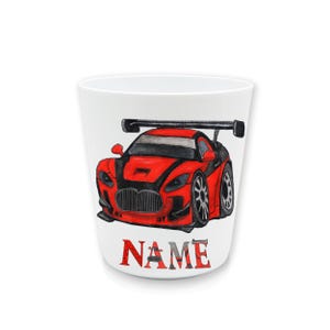 Auto Zahnputzbecher Kunststoff mit Namen | Kinder Trinkbecher personalisiert | Zähneputzen | Kinderbecher  | Kunststoffbecher BPA frei