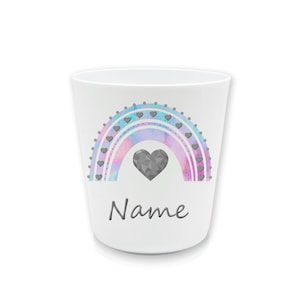 pastell Regenbogen Zahnputzbecher Kunststoff Name | Kinder Trinkbecher personalisiert | Zähneputzen | Becher | Kunststoffbecher BPA frei