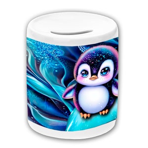 Spardose Motiv Pinguin mit Name / personalisierbar / Sparbüchse / Sparschwein