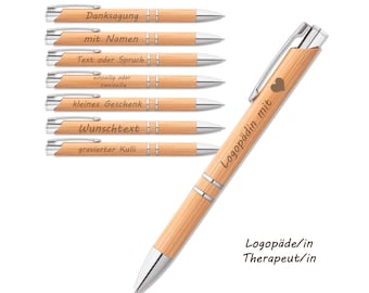 Farewell gift speech therapist with heart | Gift speech therapist | Gift idea therapist | Wooden ballpoint pen with engraving | bamboo