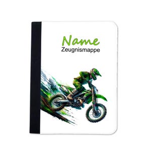 Motocross Zeugnismappe personalisiert | Zeugnismappe Jungen | Zeugnismappe mit Namen | Urkundenmappe