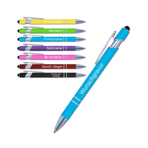 Ballpoint pen personalized | Metal ballpoint pen with engraving from 1 piece | Right-handed or left-handed | Soft touch | Stylus | Touch pen