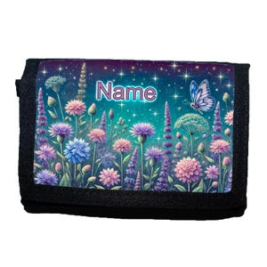 Kinder Geldbörse mit Name / Blumenwiese / Geldbeutel / personalisierbar