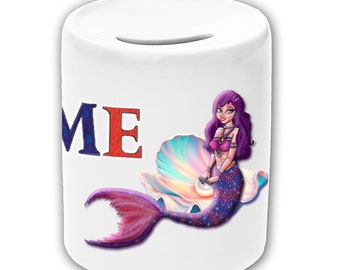 Money box mermaid motif with name / personalizable / piggy bank / money box