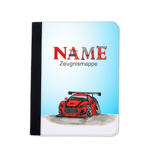 Auto Zeugnismappe personalisiert | Zeugnismappe Jungen | Zeugnismappe mit Namen | Urkundenmappe Rennwagen