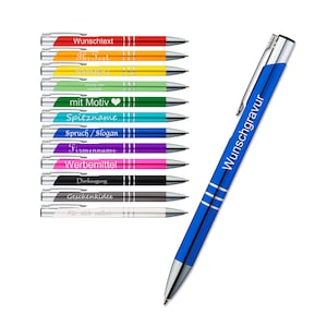 Personalized ballpoint pen Metal ballpoint pen with engraving from 1 piece 12 different colors Right-handed or left-handed Refill image 1