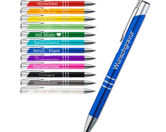 Personalized ballpoint pen | Metal ballpoint pen with engraving from 1 piece | 12 different colors | Right-handed or left-handed | Refill